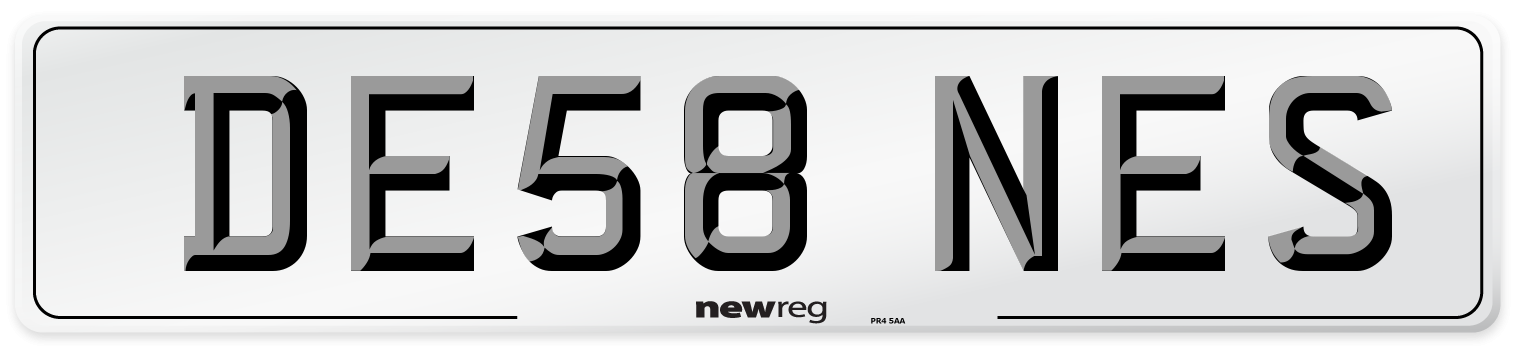 DE58 NES Number Plate from New Reg